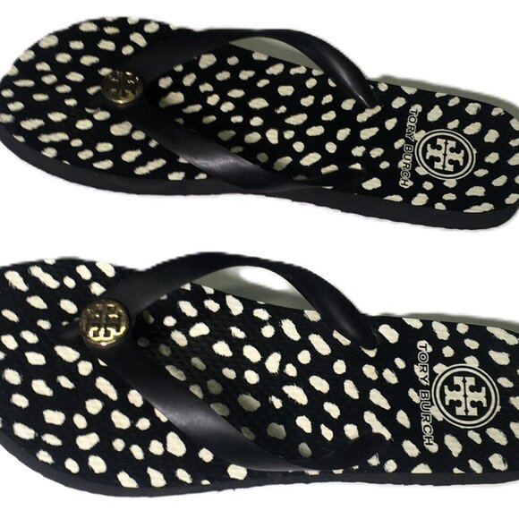 🛑 TORY BURCH Logo➕🆒 SANDALS Slip On SHOES Spotted Thong FLIP FLOP 💸BUY NOW‼️ - Picture 6 of 16